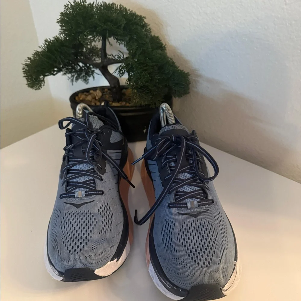 Hoka Women's Arahi 3 Athletic Shoes - Blue and Peach - Picture 3 of 5